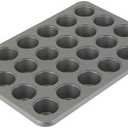 KitchenAid 24-Cup Nonstick Aluminized Steel Mini Muffin Pan, Contour Silver (Pack of 1)