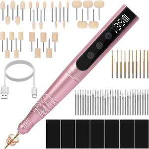 Polymer Clay Polishing Kit,Electric Clay Drill,Cordless Rotary Tool Kit,35-Speed Adjustable,Jewelry Making Kit,79pcs Clay Tool & Accessories for Polymer Clay Molds, Drilling,Sanding,Grinding (Pink)