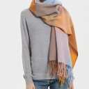 Wander Agio Women's Fashion Long Shawl Big Grid Winter Warm Lattice Large Scarf (Big Camel Pink 7)
