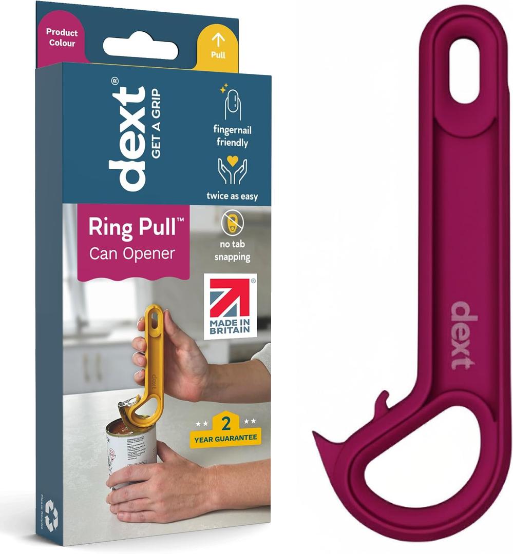 Dext - Ring Pull Can Opener, Pop Can Opener for Seniors, Arthritis, and Parkinsons, Easy Open, Ergonomic Handle with Comfortable Grip. Perfect for Soda, Pet Food, and More (Mulberry)