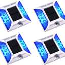 Aolyty Solar Driveway Dock Lights, IP68 Waterproof Solar Deck Light Outdoor Warning Step Lights Reflective Road Marker for Sidewalk Stair Garden Pathway Walkway (4 Pack, Blue)