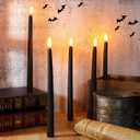 Macarrie 24 Packs Flameless Taper Candles Battery Operated Fake 11 Inch Long Candlelight LED Flameless Candlesticks Flickering Tapered for Spring Summer Wedding(Black)