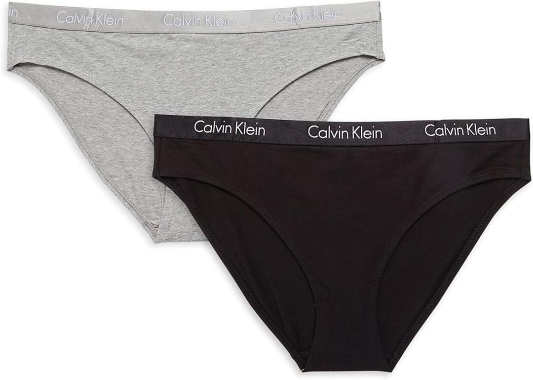 Calvin Klein Motive Cotton 2 Pack Bikini Panty Black/Gray Heather, M