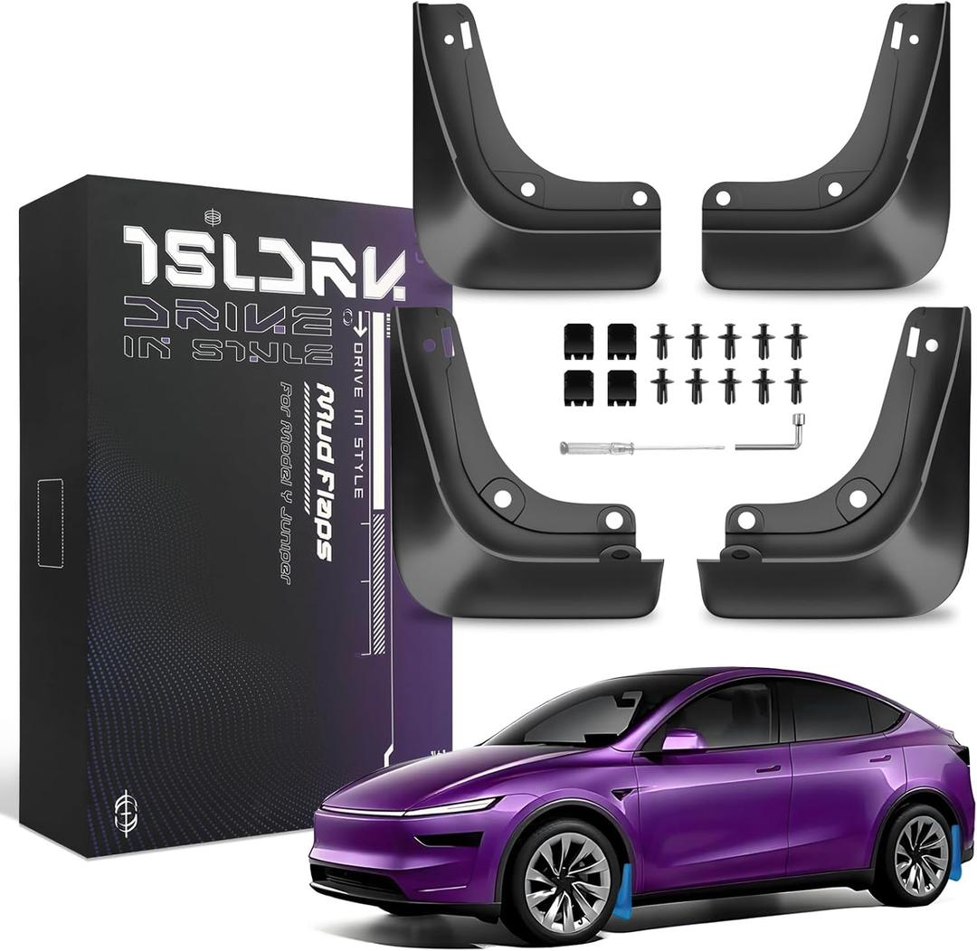 Mud Flaps for Tesla New Model Y Juniper 2025 2026 [Protect Paint/No Drilling] Splash Guards Fenders All Weather Mudflaps for Tesla Model Y Juniper Accessories 2025 2026