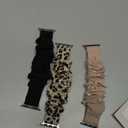 TOYOUTHS 3 Pack Compatible with Apple Watch Band Scrunchies Women 38/40/41/42mm Cute Stretchy Elastic Cloth Fabric Strap for iWatch Series 11 10 9 8 7 6 5 4 SE 3 2 1, Black/Leopard/Rose Gold, S