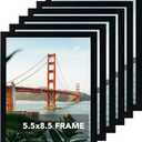 OMISHE 6 Pack 5.5x8.5 Picture Frame Black for Wall Hanging or Tabletop, 5.5 x 8.5 Frame Composite Wood Wall Gallery Photo Frame, Black