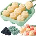 Ice Cube Tray Silicone 3D Rose Ice Mold, Ice Cube Molds for Freezer with Lid and Funnel, Easy Release Silicone Mold 9 Rose Flower Shaped Ice Cubes, Suitable for Whiskey Cocktails and Fruit Drinks, 3 Pack