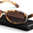 miyya 2025 Polarized Oval Sunglasses with UV Protection - Multiple Trendy Colors & Patterns (Amber Tortoise)