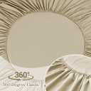 Entisn Pure Cotton Fitted Sheets with Pockets on Side, 400 Thread Count Queen Cotton Fitted Sheet Only, Deep Pocket Fits Mattress Up to 16 Inch, Breathable & Soft Bedding Sold Separately (Beige)