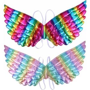 2 Pcs Rainbow Unicorn Wings for Kids Princess Rainbow Wings Angel Wings Costume Accessories Birthday Carnival Cosplay Party