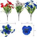 lovemoon 2 Sets Artificial Hanging Pansies Flowers with Baskets, 24 Pcs Faux Patriotic Silk Pansy Outdoor Flower for Porch Patio Garden Home Summer 4th of July Decor (Y/P/W) (2, RedWhiteBlue)