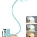 Reading Light for Bed, Clip-on Desk Lamp with Flexible Neck, 3 Color Modes & 10 Dimmable Brightness, Teal