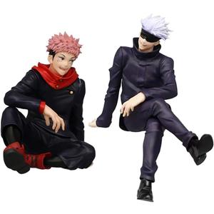 2PCS Anime Figures Itadori Yuji Noodle Stopper Figurine Sitting Pose Character Statue PVC Collection Model Desktop Decoration, Type 1