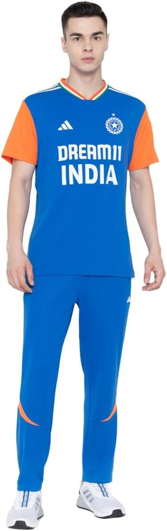 adidas India Cricket T20 Fan Jersey (Large, Dark Blue / True Orange)