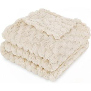 HOMRITAR Baby Blanket for Boys Girls 3D Flannel Fleece Fluffy Blankets for Baby Soft Plush Breathable Bed Blanket for All Season Toddler Infant or Newborn (30 x 40 Inch, Beige)