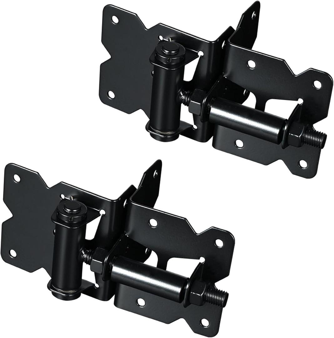 Skysen Carbon Steel Vinyl Wood Fence Self Closing Gate Hinges Black(2063-cs-p)