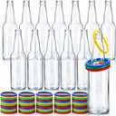 Covzoe 72 Piece Ring Toss Game Set, Includes 12 Pack Fun Target Glass Bottles and 60 Pieces Plastic Colorful Rings, Outdoor Carnival Party Toss Game Accessories for Family Backyard Sport Activity