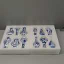 Maxcheck 12 Pcs Porcelain Blue and White Vase, Mini Chinoiserie Vintage Ceramic Oriental Vase Classic Handmade Chinese Flower Jardiniere for Home Office Table Decor