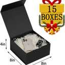 Black Magnetic Gift Box 15 Pack 8X8X4 Inch Foldable Gift Boxes Bulk Black Gift Boxes with Lids Packaging for Small Business Luxury Gift Box Shredded Paper Filler