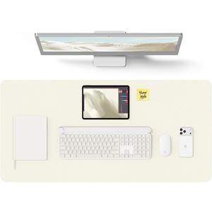 YSAGi Leather Desk Protector, Office Mat, Large Mouse Mat, Non-Slip PU Leather Blotter, Laptop Desk Mat, Waterproof Writing Pad for Office and Home (Cream, 31.5" x 15.8")