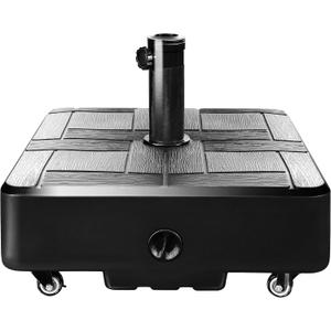 FRUITEAM Patio Umbrella Base Heavy Duty with 4 Wheels, Fillable Mobile Umbrella Base,Square Market Stand for Patio,Deck, Outdoor with 2 Locks 1 Knobs, 120lb Capacity