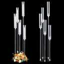 2Pcs 45.7''Tall 5 Arm Acrylic Candelabra Centerpieces for Tables, Clear Candle Holder for Wedding, Floor Candelabro Holders for Ceremony Birthday Party Home Decoration Fit 0.8 LED Candles（No Candle）
