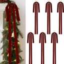 6 Pcs Burgundy Velvet Christmas Swag Bows 23.5x15.5 Inch, Rustic Large Velvet Christmas Staircase Wreath Bow, Pre-Tied Vintage Tree Topper Ribbon Bow for Outdoor Door Garland Wall Home Decorations