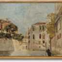 KISSFOX Vintage Venice Canal Canvas Wall Art Impressionist Retro Neutral Italy Cityscape Landscape Framed Wall Art Prints Artwork For Living Room Bedroom Kitchen (8x10 in)