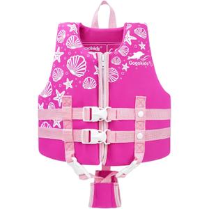 Gogokids Toddler Swim Vest, Kids Floaties  Boys & Girls Buoyancy Jacket, Swimming Aid for Pool & Beach, Fits 2-8 Years / 22-60 lbs (Pink Shell)
