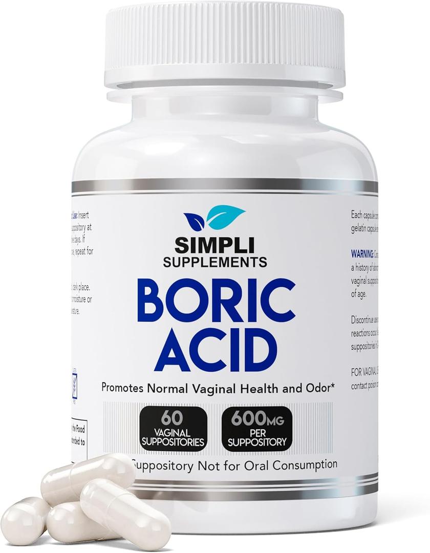 Boric Acid Suppositories for Women 600mg | 60 Count | Feminine Hygiene Support | Vaginal pH Balance & Freshness, EXP: 09/2028