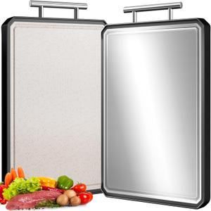 Double-Sided Titanium&Wheat straw PP Cutting Board,Large Chopping Board for kitchen,Non Toxic Cutting Board for Meat and Vegetables,Black,16"*11"