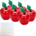 TIEYIPIN Large Red Apple Container with Blank Cards, Plastic Apple Shaped Gift Box Candy Jar, Back to School Teacher Appreciation Gift, Wedding Party Favor, Christmas Decorations Supplies, 6 Pack