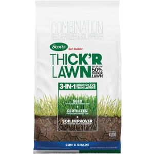 Scotts Turf Builder Thick'R Lawn Grass Seed, Fertilizer and Soil Improver for Sun & Shade, 40 lbs.