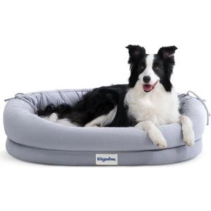 Orthopedic Dog Bed for Large Dogs, Pet Sofa Bed with Egg Crate Foam, 4-Sided Bolster, Removable Washable Cover & Anti-Slip Bottom, Large Gray (L - (35.0"L x 28.0"W x 6"Th))