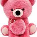 Holiday Home 10-Inch Plush Bear with Keychain - Pink