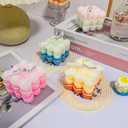 4 Pack Rose Bubble Candles - Multi-Color Gradient Cube Soy Wax Pillar for Home Decor, Romantic Scented for Valentine's Day, Wedding, Anniversary, Birthday and Gift