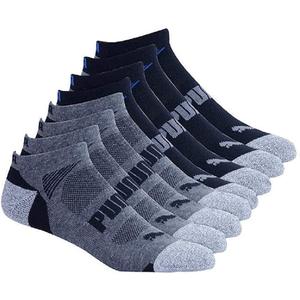 Puma Men's No show Sport Socks, Moisture Control, Arch Support (8 Pair) (Black)