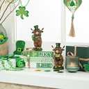 Valery Madelyn St Patrick's Day Decorations, St Patrick's Day Wooden Book Decor, Shamrock Decorations for Tiered Tray Shelf Coffee Table Side Table Home Office with Tassel and Beads, 5 inch (Medium)