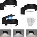 3-Pack Battery Operated Picture Light Magnetic Painting Light with 3 Lighting Modes,Remote and Dimmable Timer Art Display Light for Picture Artworking Frame Portrait,Wireless Wall Decor Puck Lights (Black)