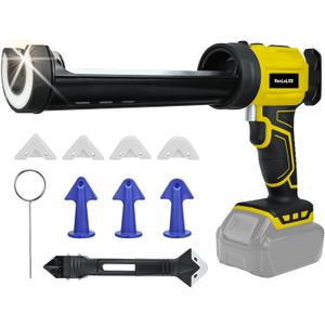 Cordless Caulking Gun for Dewalt 20V Battery, Electric Caulk Adhesive Gun with 450lm LED Light, 4 Adjustable Speeds, Drip-free Caulk Gun, 10oz/300ml Caulking Tool for Filling, Sealing(No Battery)