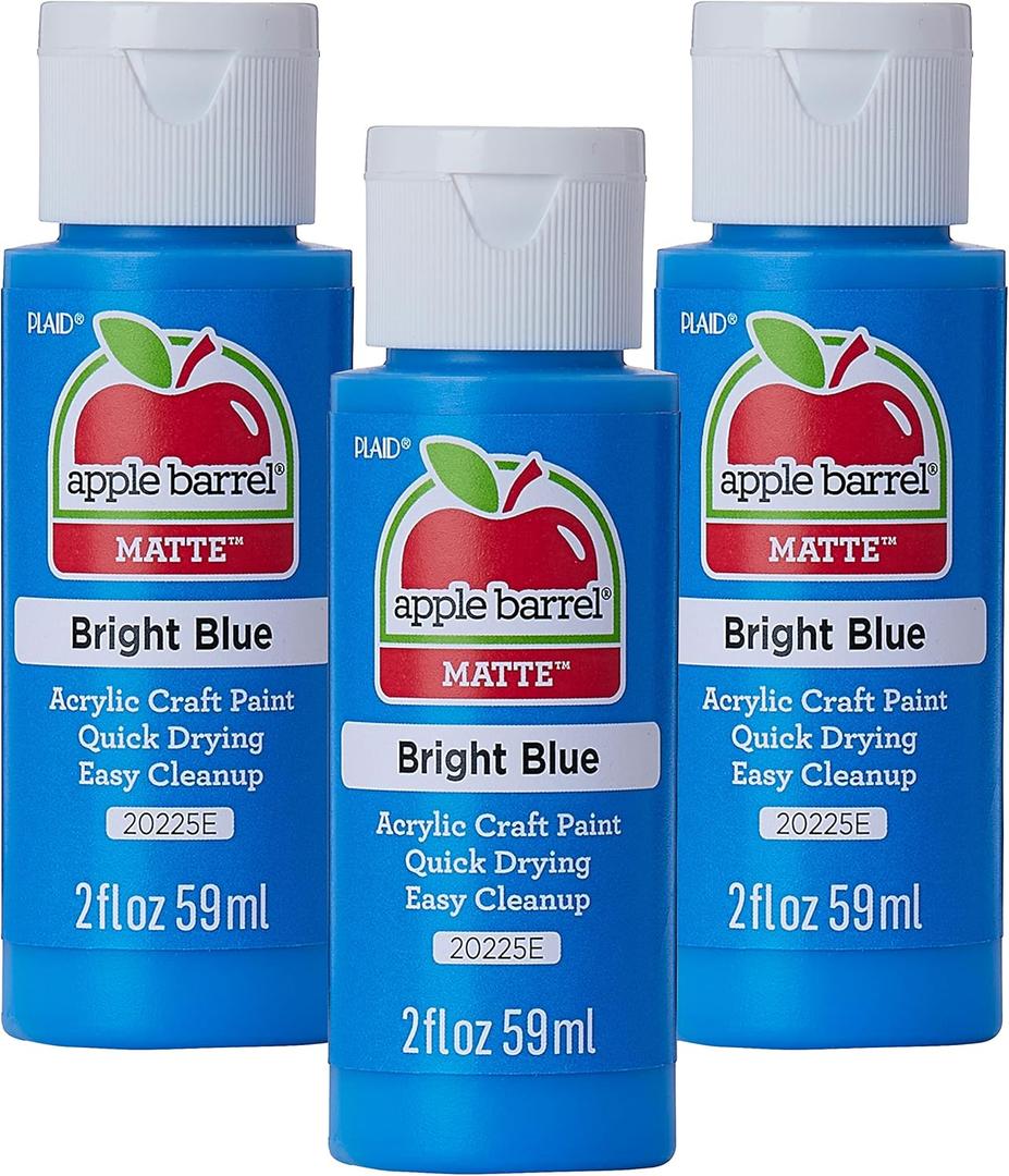 Apple Barrel Acrylic Paint, Bright Blue (Pack of 3) 2 oz, 20225EA- (Pack of 3)