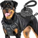Beebiepet Heavy Duty Tactical Dog Harness for Large Dogs, No Pull Adjustable Pet Harness Reflective Service Training Easy Control Pet Vest Military K9 Working Dog Harnesses- Large, Black