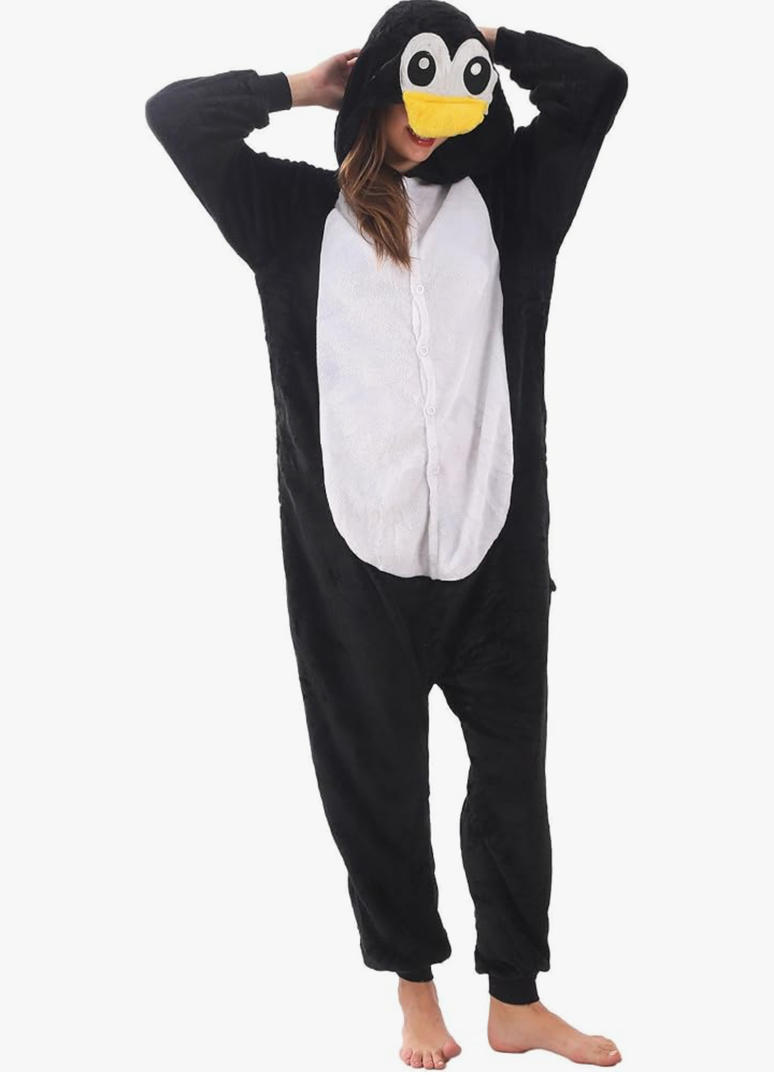 Animal Onesies Pajamas Adult Costumes One Piece for Men Women Unisex Teens (S, Penguin)