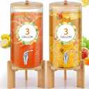 FillTouch 2 Pack 3 Gallon Glass Drink Dispensers for Parties