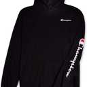 Champion Lightweight Hoodie Big and Tall - Men Pullover Jersey Hoodie Sweatshirt (X-Large Tall, Black)
