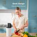 OOU Universal Knife Block Holder - Round Kitchen Knife Storage Unique Slot Design to Protect Blades, Space Saver Knife Organizer Detachable for Easy Cleaning, White