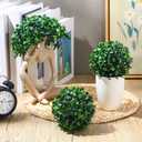 Hotop 2 Pcs 5 Inch Artificial Plant Topiary Ball 4 Layers Garden Spheres Boxwood Balls Artificial Topiaries Spheres Decorative Plants for Backyard, Balcony, Garden, Indoor Outdoor Decor(Green)