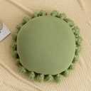 ATMOSURELY Boho Round Knitted Throw Pillow Sage Green Accent Pillow with Tassel Knit Woven Cushion Pillow Home Decor for Bed Sofa Living Room 18 Inches (Sage Green)