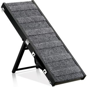 Pet Stair Ramp for Small Dogs, Folding 4-Level Adjustable, Non-Slip, Portable Wood Dog Ramp, Black