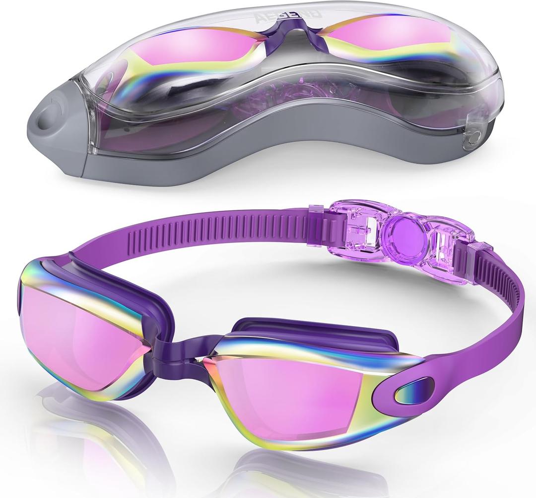 Aegend Swim Goggles, Swimming Goggles No Leaking Full Protection Adult Men Women Youth (Purple Black)